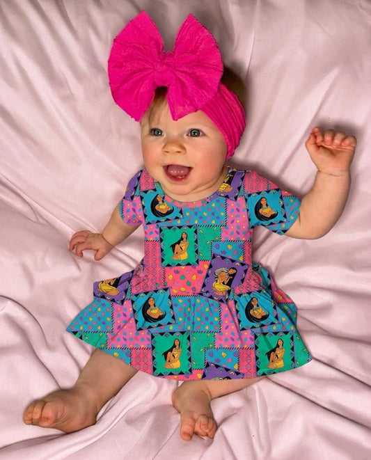 Retro Remix Bamboo Twirl Dress with snaps (Pre Order)