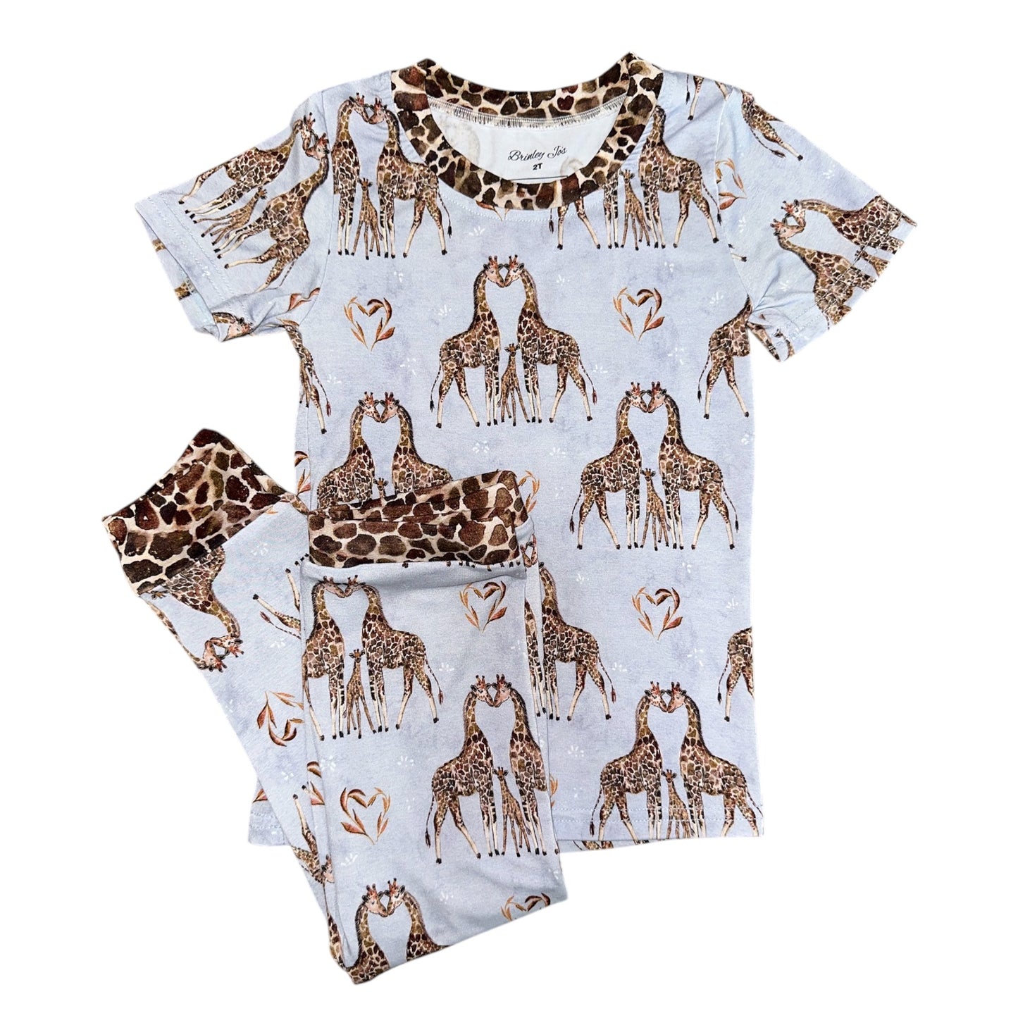 Love you Long Time Short Sleeve Two Piece Bamboo Pajama Set