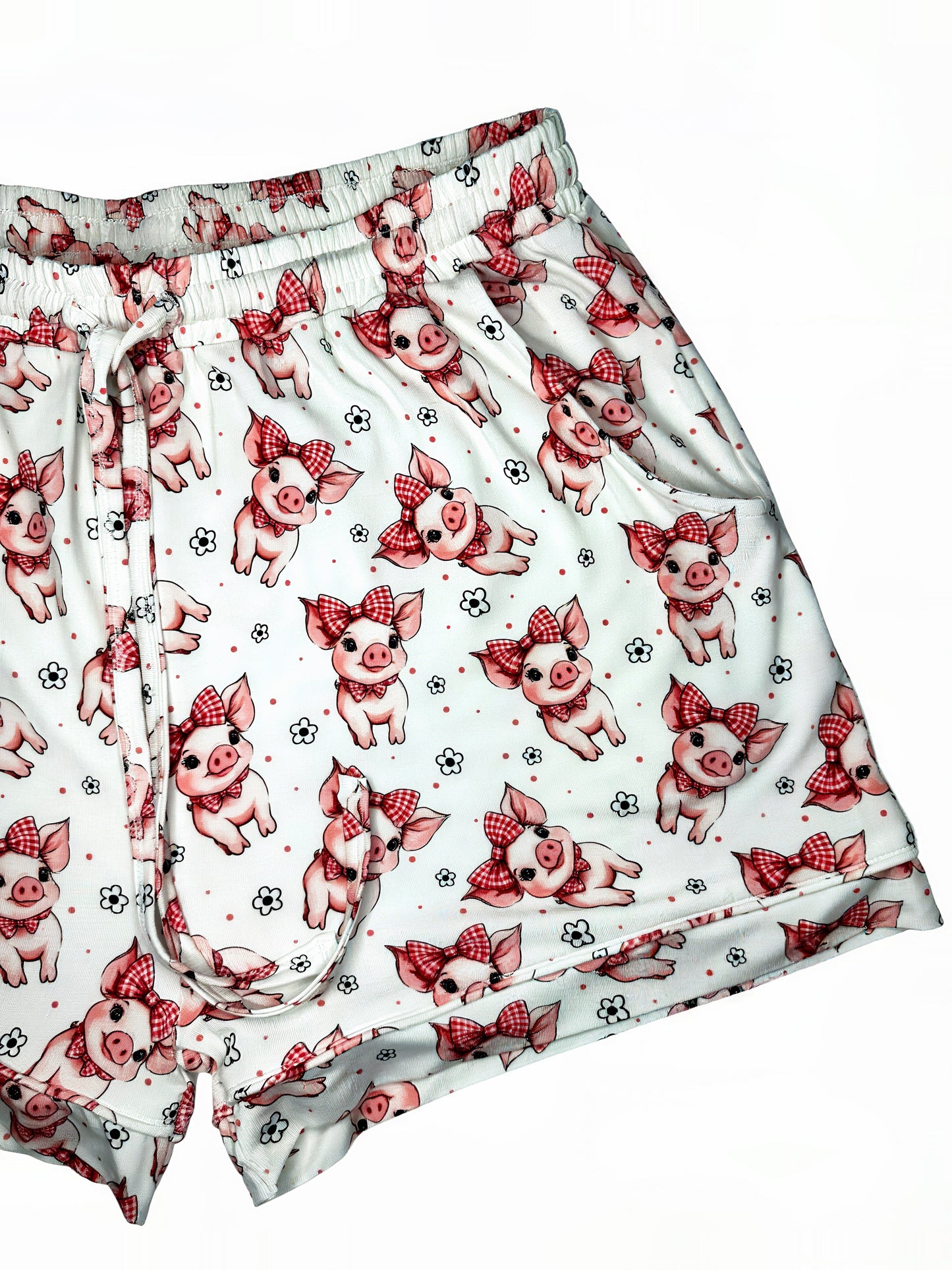 Plaid Pigs Adult Bamboo Shorts