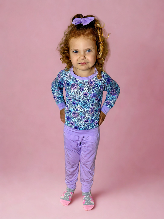 Arctic Bloom Light Purple Bamboo Joggers