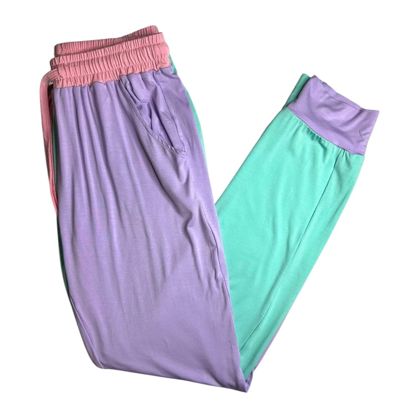 Color Block Purple & Green Adult Bamboo Joggers