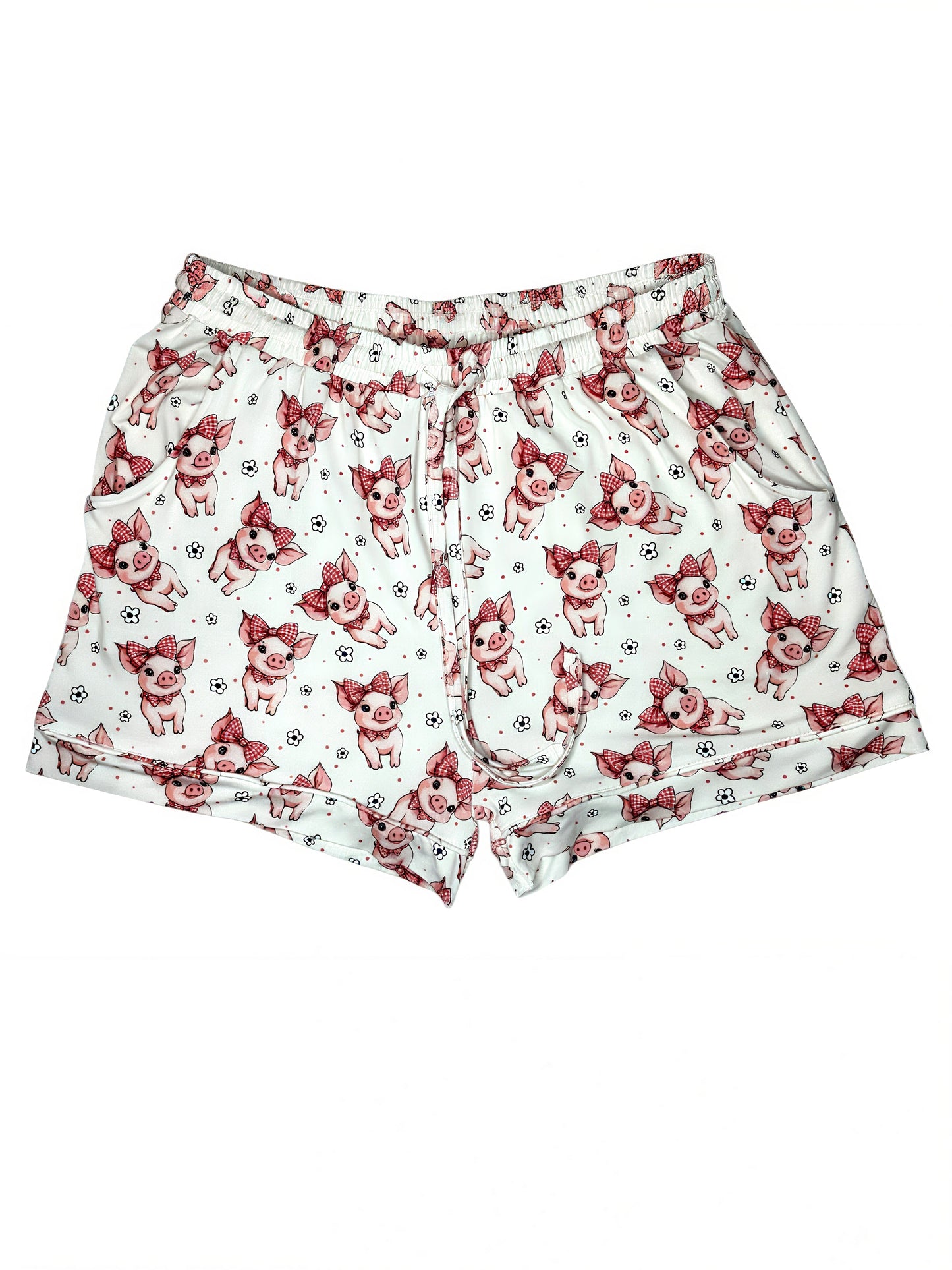 Plaid Pigs Adult Bamboo Shorts