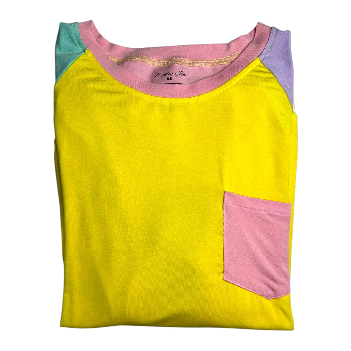 Color Block Yellow & Pink Adult Bamboo Pullover