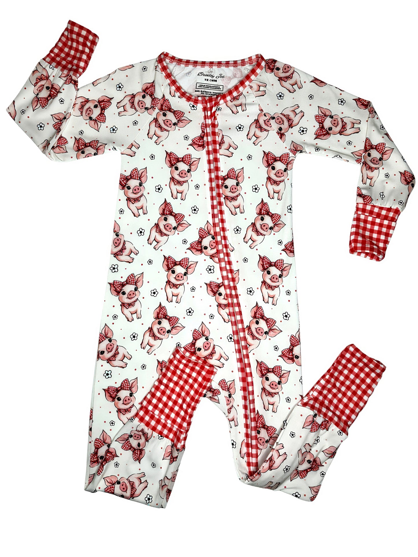 Plaid Pigs Bamboo Romper