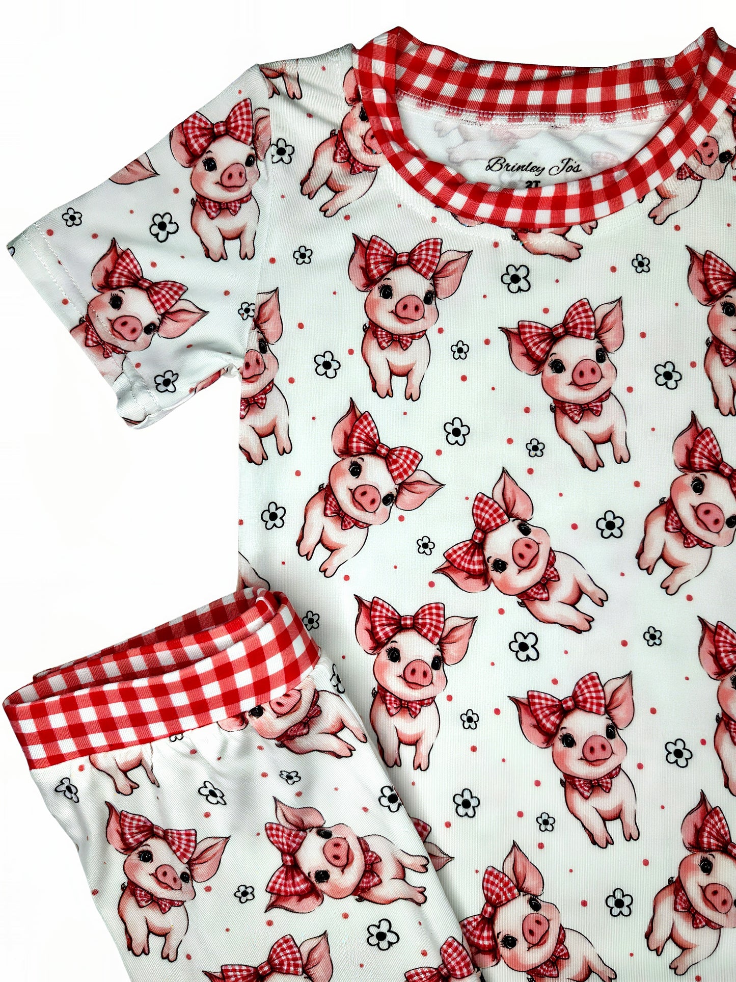 Plaid Pigs Short Sleeve & Shorts Bamboo Two Piece Set