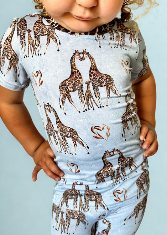 Love you Long Time Short Sleeve Two Piece Bamboo Pajama Set