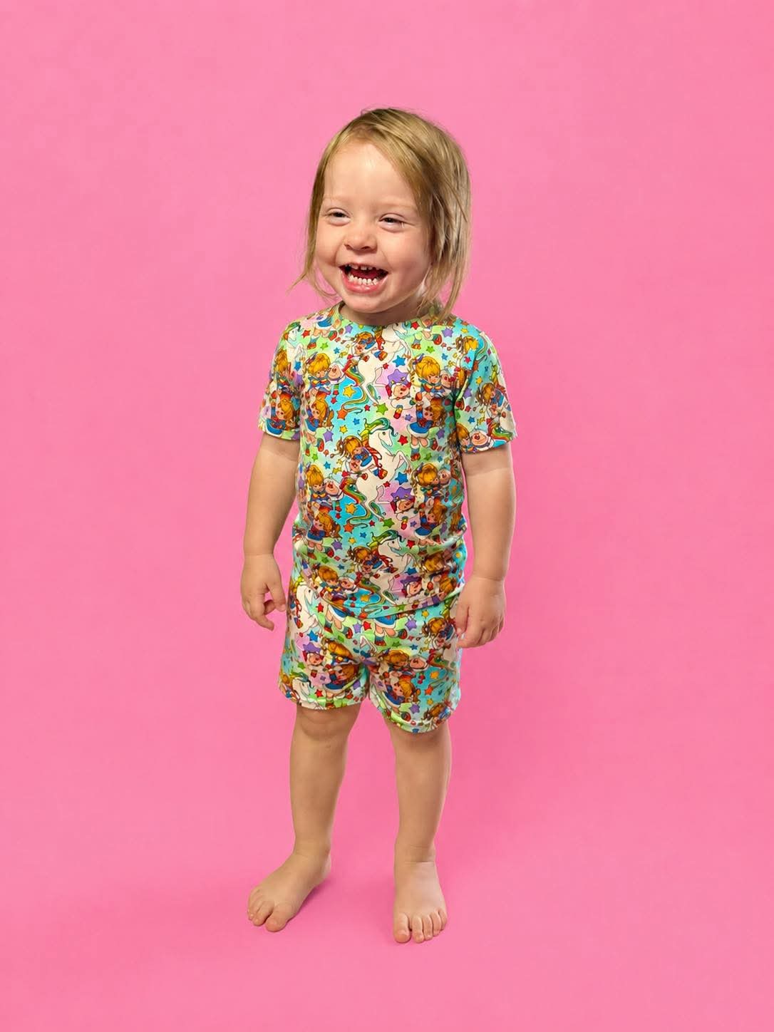 Rainbow Riders Bamboo Short Sleeve and Shorts Two Piece Pajama Set
