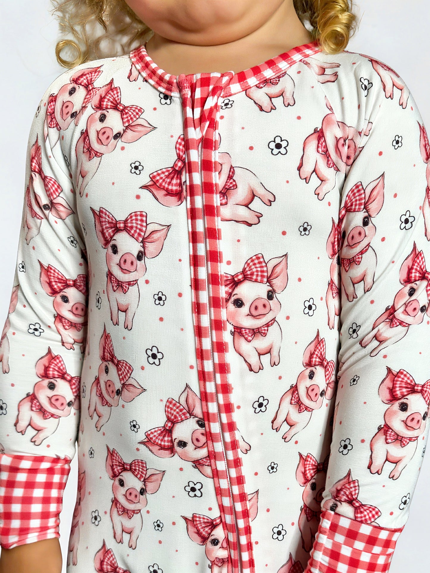 Plaid Pigs Bamboo Romper