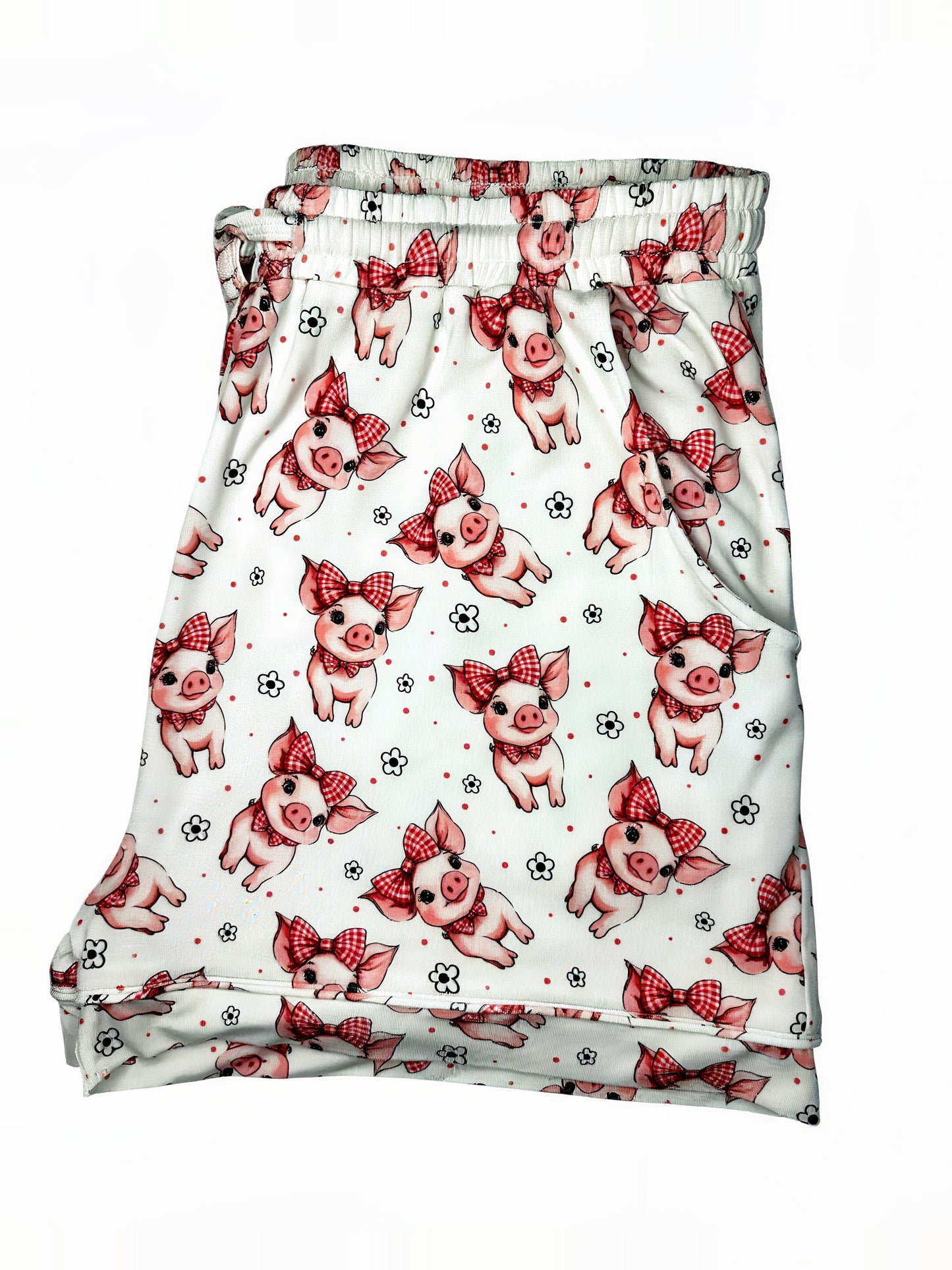 Plaid Pigs Adult Bamboo Shorts