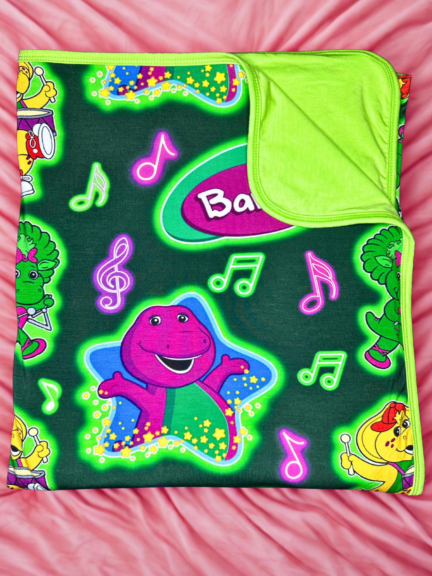 Purple Dinosaur Double Layered Bamboo Blanket