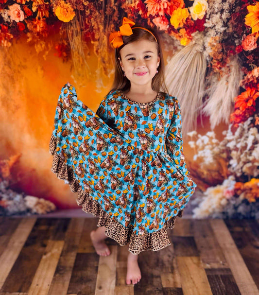 Cheetah print and fall bamboo twirl dress