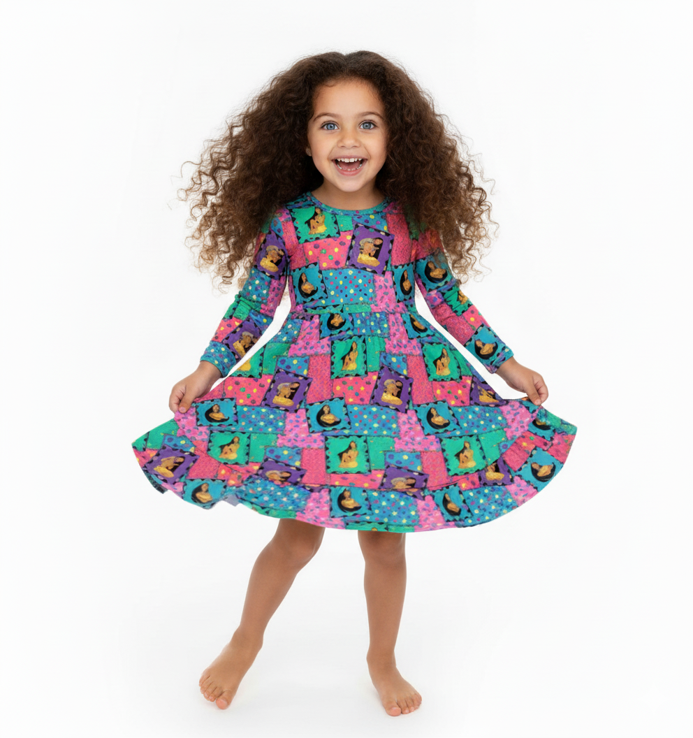 Retro Remix Bamboo Twirl Dress (pre order)