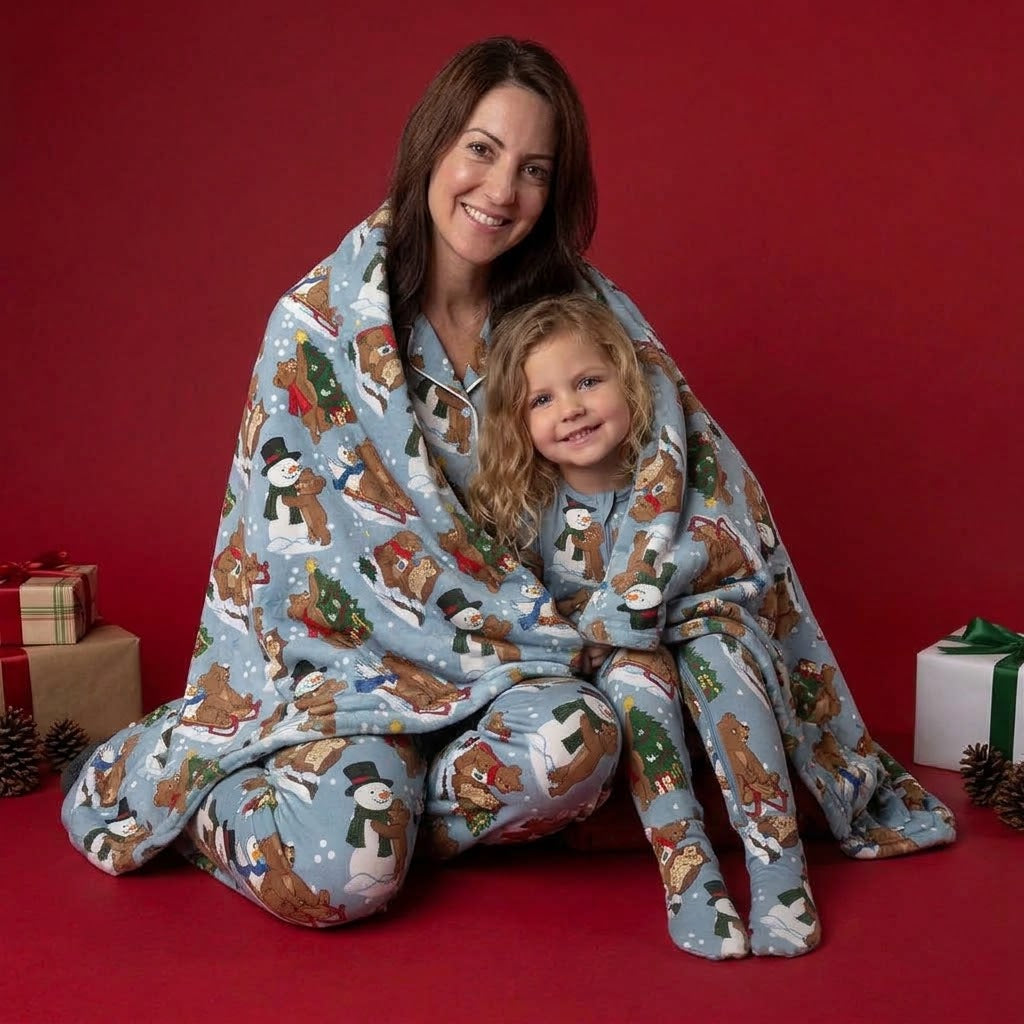 Beary Snow Day Double Layered Bamboo Blanket (Pre Order with expected arrival at the end of November 2026)