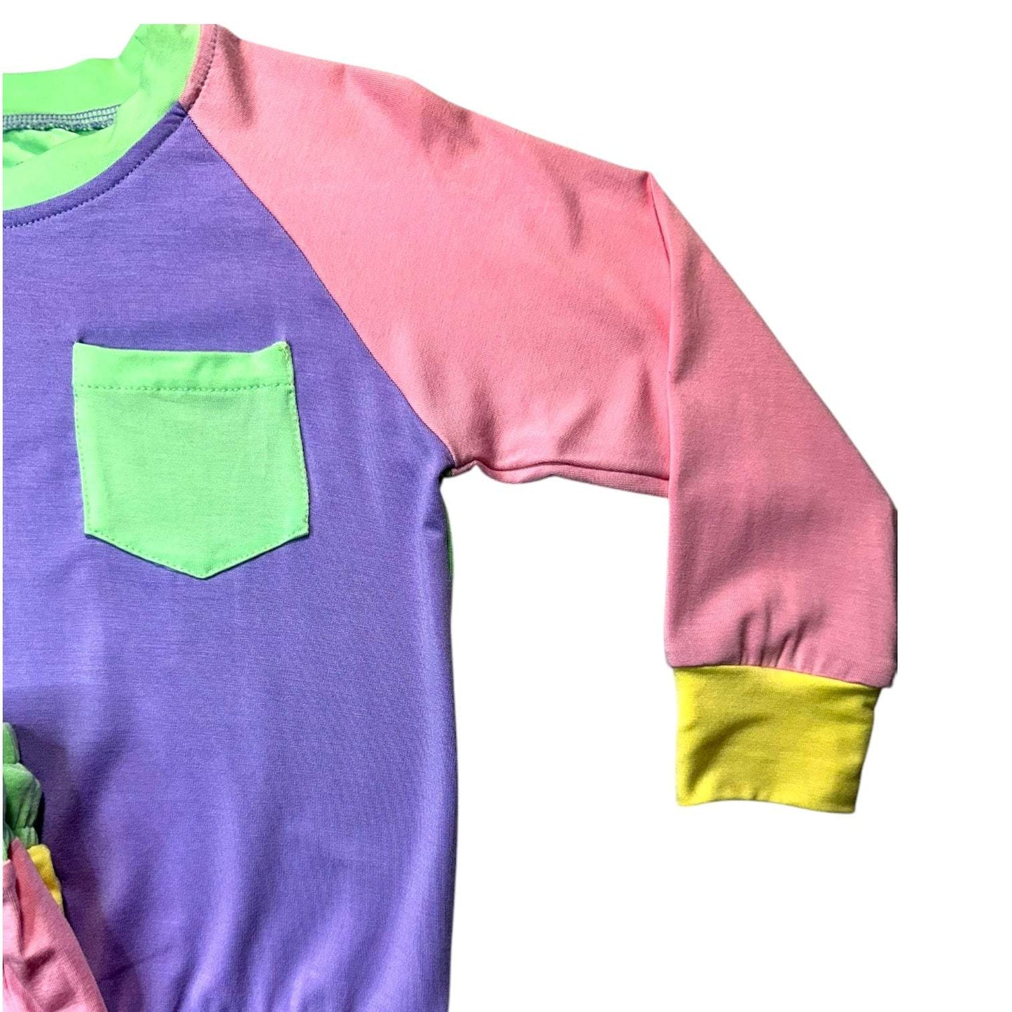 Color Block Purple & Green Bamboo Jogger Set