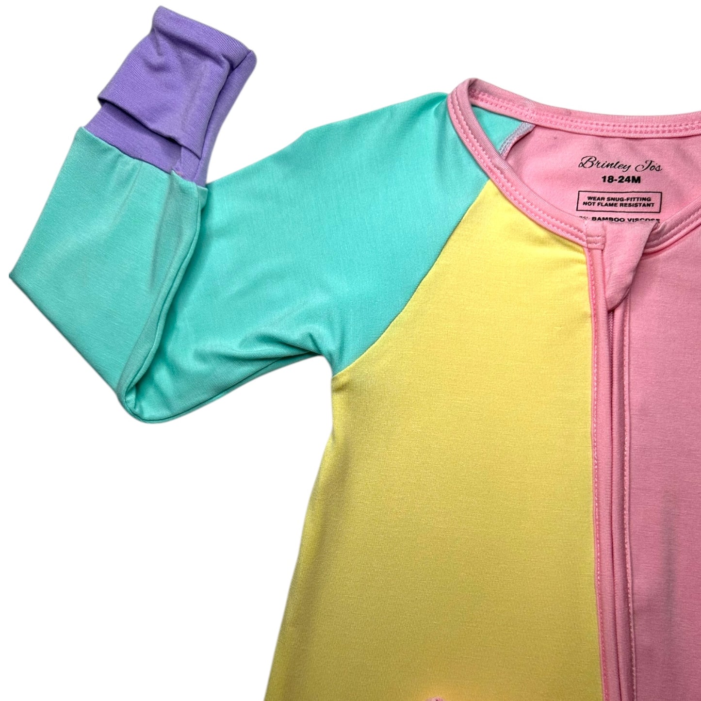 Color Block Yellow & Pink Bamboo Romper