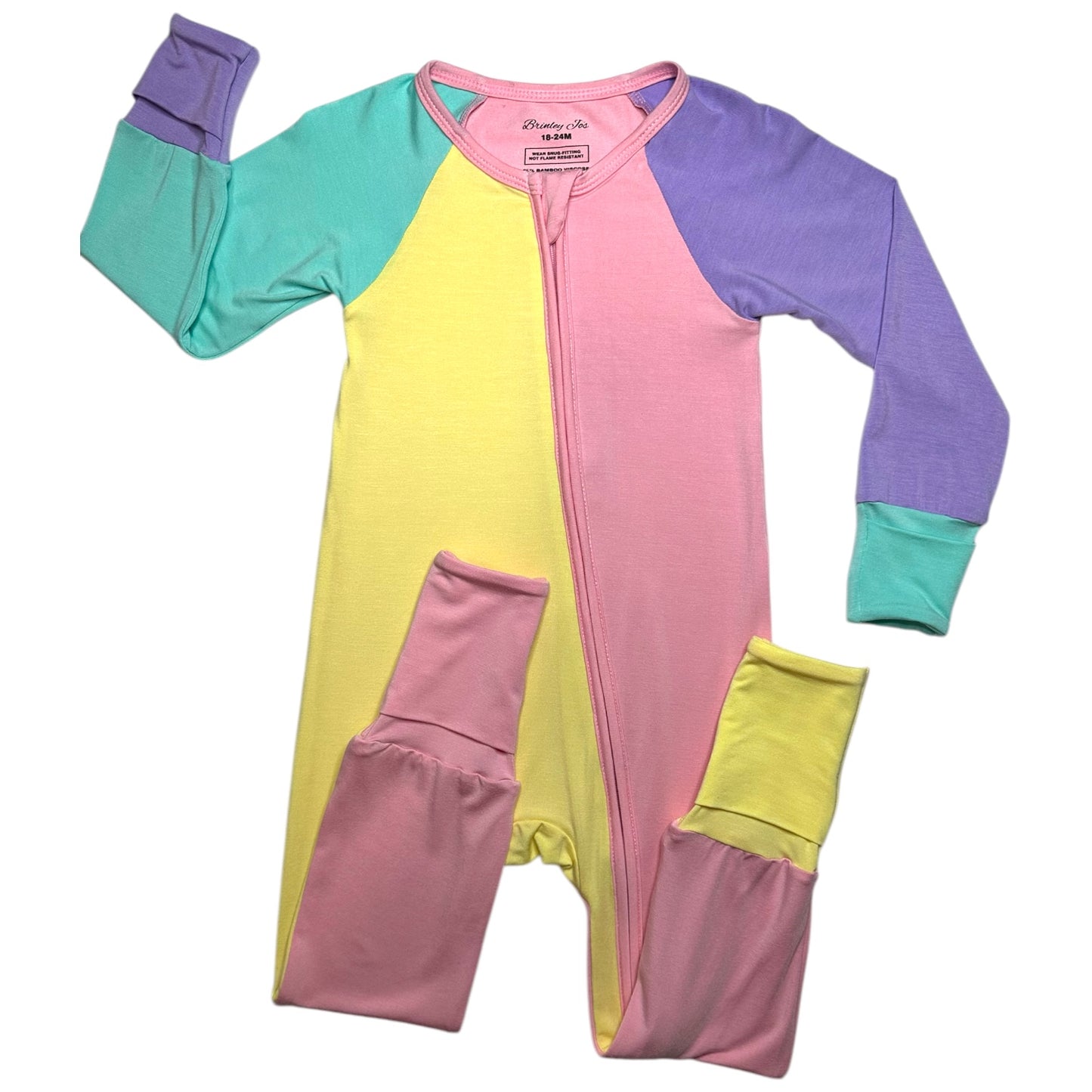 Color Block Yellow & Pink Bamboo Romper