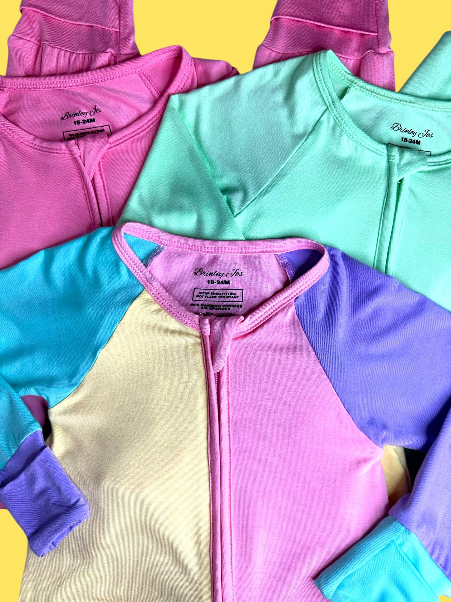 Color Block Yellow & Pink Bamboo Romper
