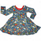 Children's dress with a festive pattern on a white background