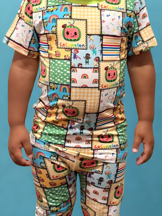 Patterned Pals Bamboo Two Piece Short Sleeve and Bottoms Set