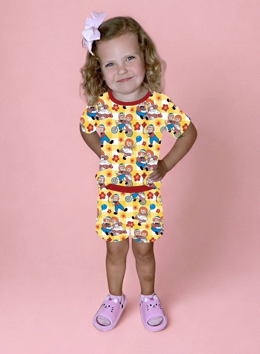 Memory Lane Bamboo Short Sleeve and Shorts Two Piece Pajama Set