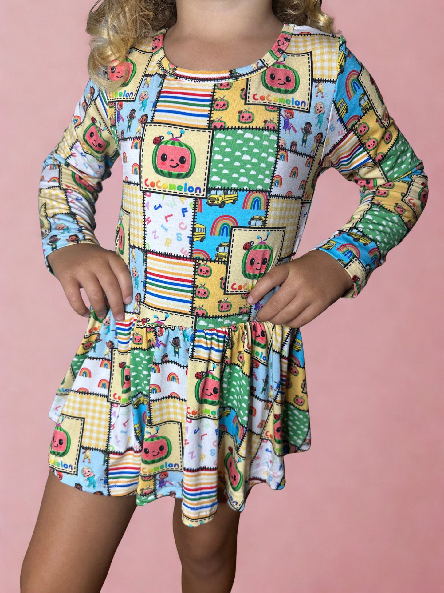 Patterned Pals Bamboo Twirl Dress with snaps