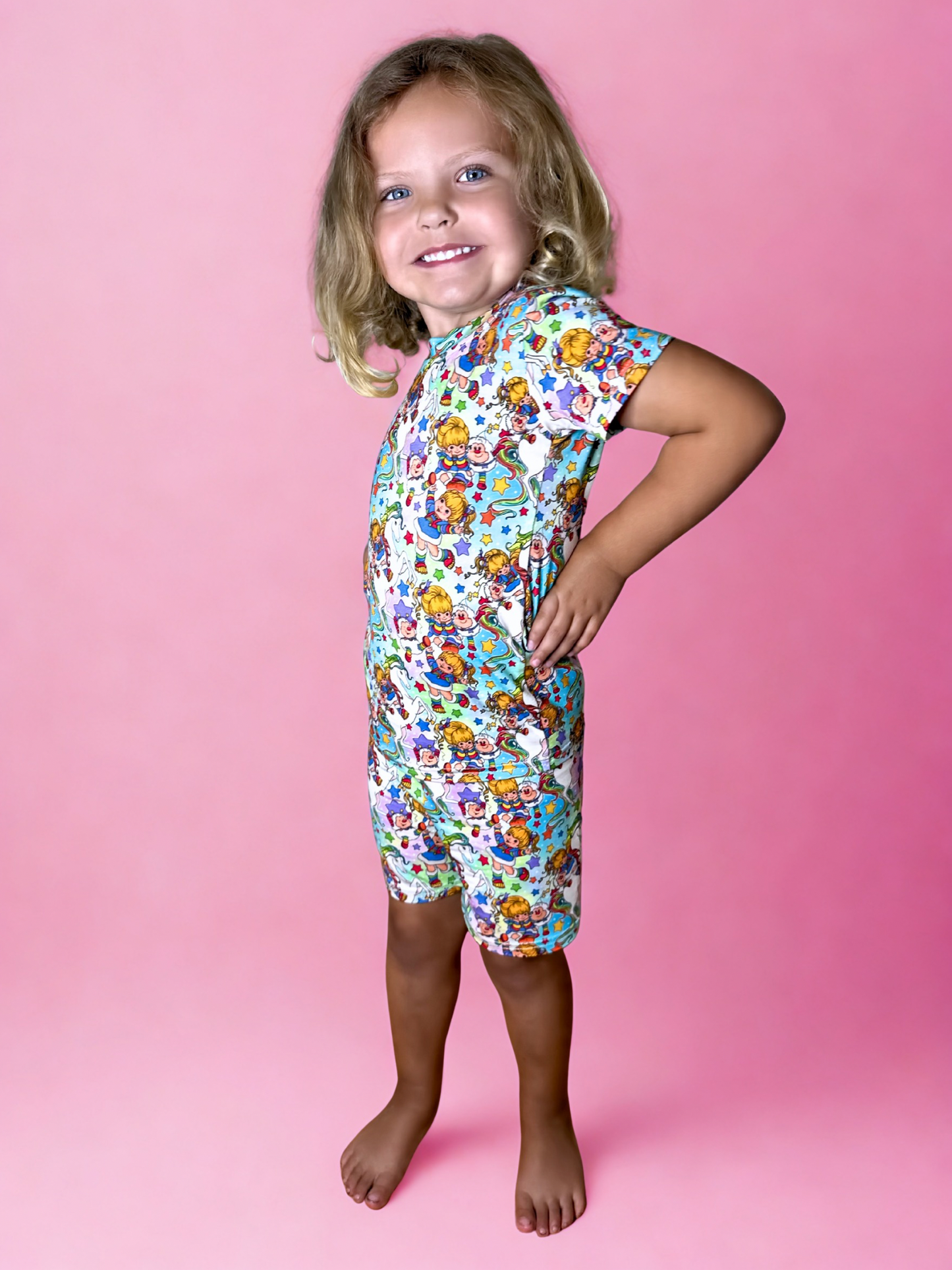 Rainbow Riders Bamboo Short Sleeve and Shorts Two Piece Pajama Set