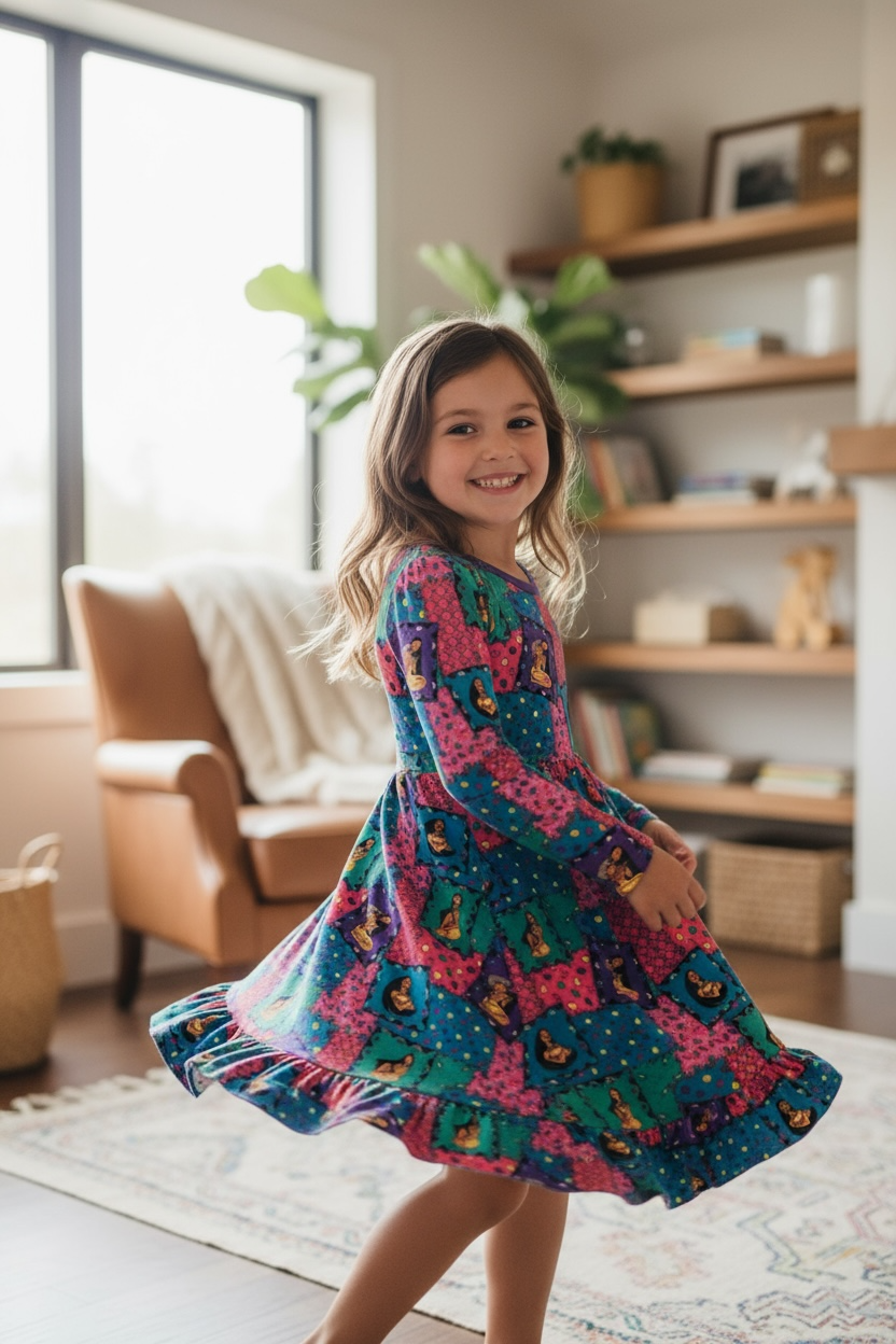 Retro Remix Bamboo Twirl Dress (Pre Order)