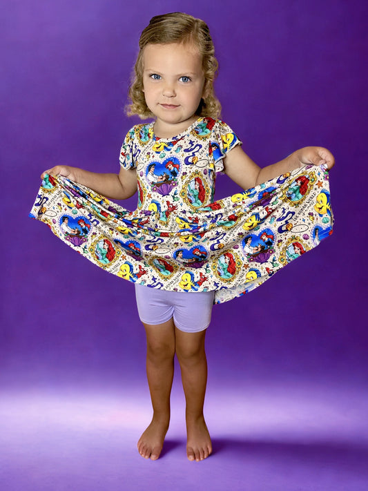Waves of Wonder Bamboo Peplum Dress and Shorts Set