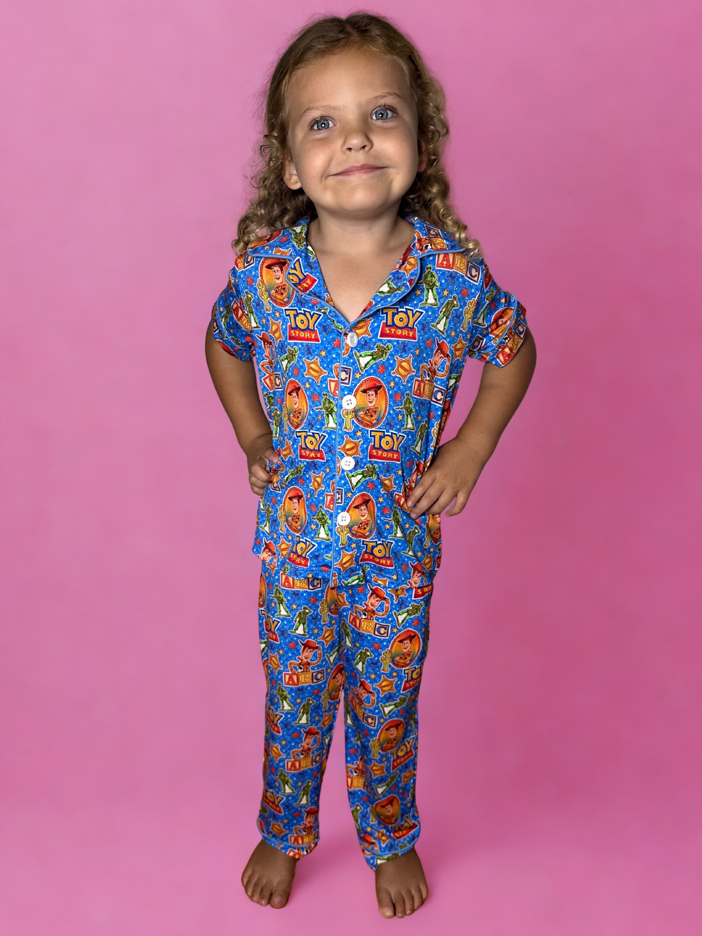 Howdy Partner Bamboo Toddler Two Piece Button Up Top and Bottoms Pajama Set
