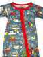 Children's pajama set with winter scene print and red trim