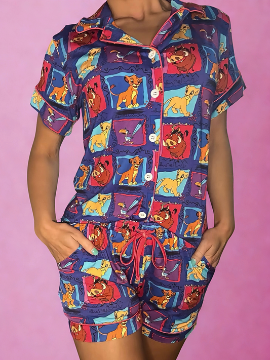 Hakuna Matata Adult Bamboo Button Up Top and Shorts Set (Pre Order with expected delivery August 2026)