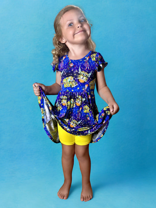 Magical Learning Bamboo Peplum Dress and Short Set