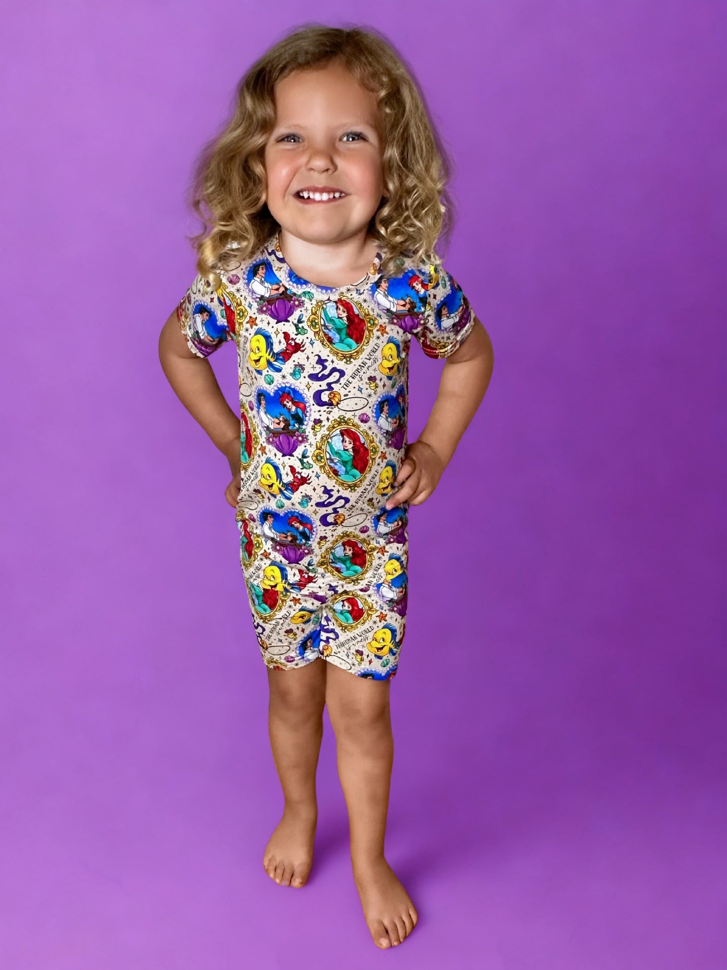 Waves of Wonder Bamboo Two Piece Short Sleeve and Shorts Pajama Set