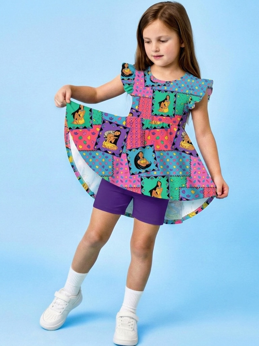 Retro Remix Bamboo Peplum Dress and Shorts Set