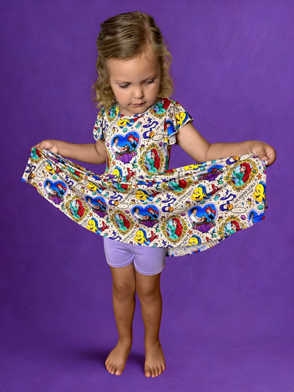 Waves of Wonder Bamboo Peplum Dress and Shorts Set