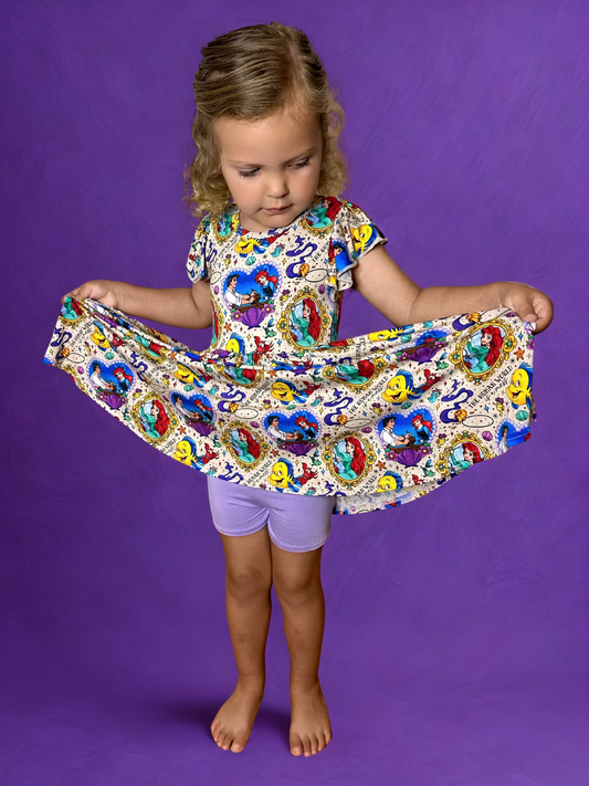 Waves of Wonder Bamboo Peplum Dress and Shorts Set