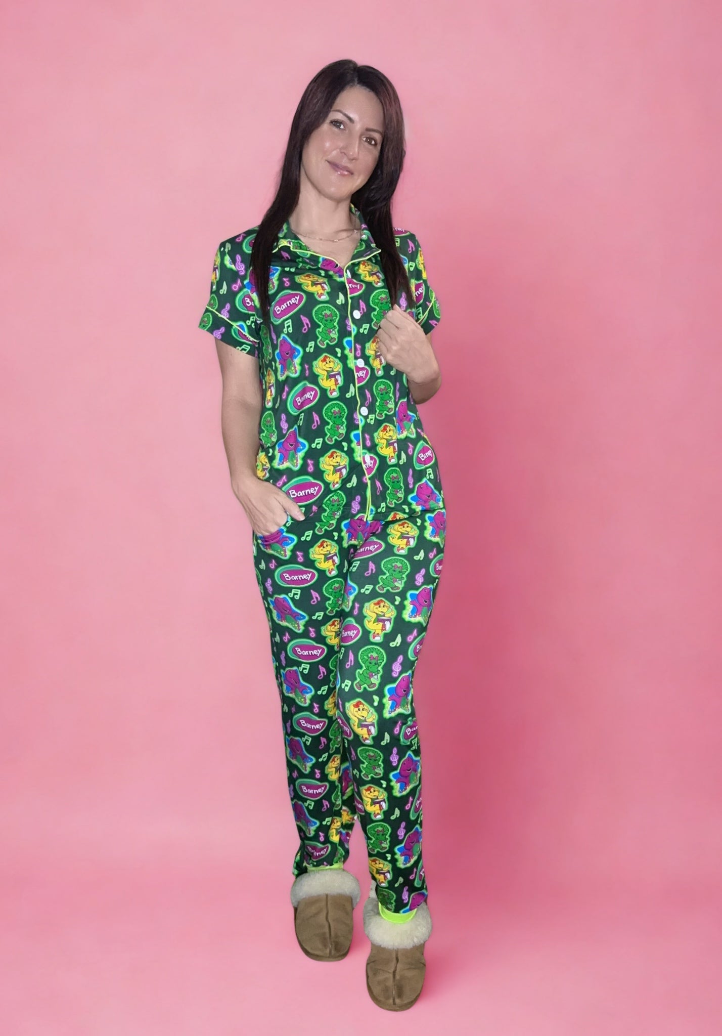 Purple Dinosaur Adult Bamboo Joggers