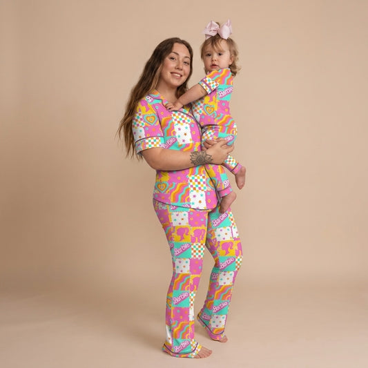 Flower Power Adult Bamboo Button Up Top and Pants Pajamas Set (Pre Order with expected delivery end of September 2026)