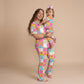 Flower Power Adult Bamboo Button Up Top and Pants Pajamas Set (Pre Order with expected delivery end of September 2026)