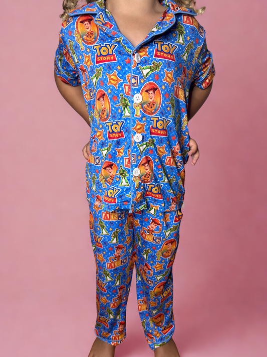 Howdy Partner Bamboo Toddler Two Piece Button Up Top and Bottoms Pajama Set