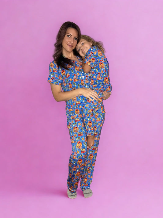Howdy Partner Adult Bamboo Button Up Top and Pants Pajamas Set