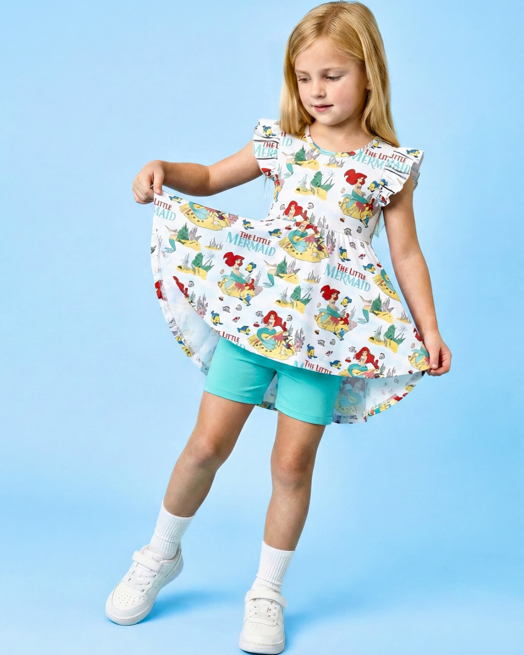 Ocean Princess Bamboo Peplum Dress and Shorts Set