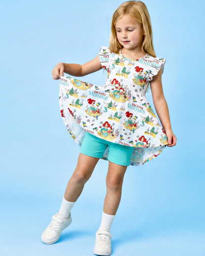 Ocean Princess Bamboo Peplum Dress and Shorts Set