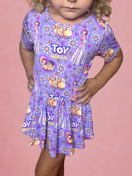 Rootin' Tootin' Daisies Bamboo Twirl Dress with snaps
