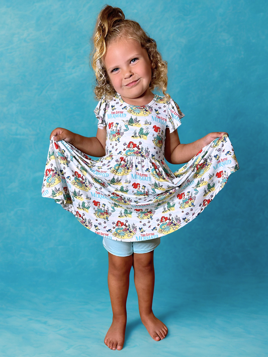 Ocean Princess Bamboo Peplum Dress and Shorts Set