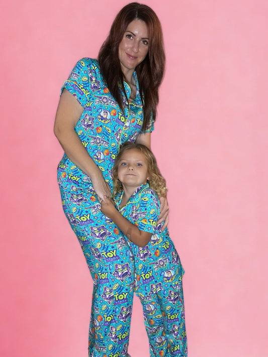 Too Infinity & Beyond Adult Bamboo Button Up Top and Pants Pajamas Set