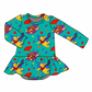 Children's outfit with colorful design on a white background