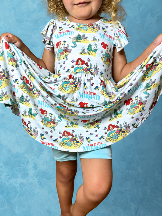Ocean Princess Bamboo Peplum Dress and Shorts Set