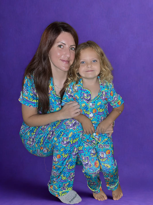 Too Infinity & Beyond Toddler Bamboo Two Piece Button Up Top and Bottoms Pajama Set