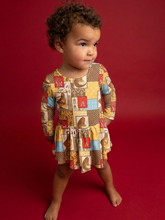 Woodland Warrior Bamboo Twirl Dress with snaps (Pre order expected arrival end of Sept.)
